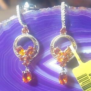 Stunning new with tag citrine butterfly earrings 925 signed